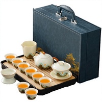 Ensemble de tasses à thé en céramique élégantes à motif paysage chinois avec Gaiwan pour la cérémonie du thé à domicile, la méditation et la relaxation quotidienne