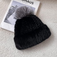 Wintermütze mit dickem, warmem Ohrenschutz für Damen, echtes Nerzfell, handbestickt, gestrickte Mütze, für Ski, Alltag, Outdoor, Reisen, Freizeit, XINBY