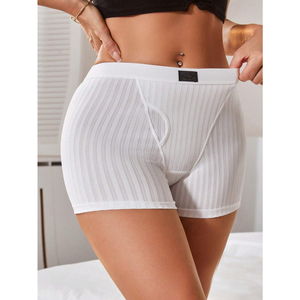 Groothandel Hoge Taille Dames Wit Ondergoed Gebreide Boyshort Boxer Boxer Vorm Slipje Met Butt Lift En Sportzak - Product Image 1