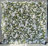 Dekorasi dinding bunga mawar buatan putih ukuran 8ft x 8ft, backdrop gulung untuk acara pernikahan, latar belakang fotografi