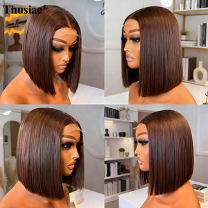 วิกผมบ๊อบแบบมีลูกไม้ด้านหน้าและหนา13x4สำหรับผมมนุษย์แบบสั้นไม่มีกาวสำหรับผมหน้าม้า - Product Image 5