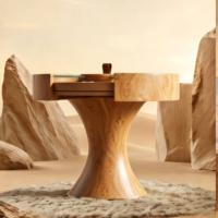 Table basse moderne bicolore en bois massif avec hygromètre haut de gamme pour salons de cigares et mobilier de salon domestique