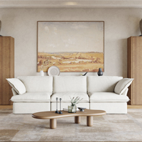 ATUNUS Minimalistisches Weiches Leinen-Modulsofa Wohnzimmermöbel Chaiselongue Waschbares Schlafsofa Ecksofa-Set