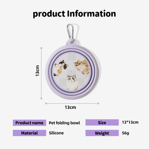 Bols pliables en silicone pour chiens, chats et petits animaux, faciles à laver, 3 en 1, pliables avec mousquetons pour nourriture et eau - Product Image 3
