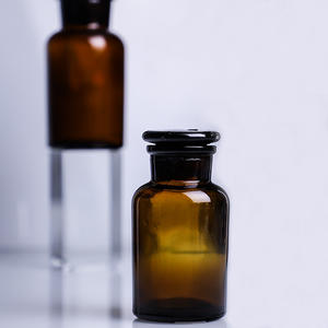 Botella de reactivo de laboratorio de <span class=keywords><strong>química</strong></span> de vidrio transparente marrón personalizable boca ancha diseño esmerilado de boca delgada engrosada para OEM - Product Image 4