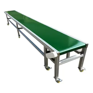 Adjustable Speed Industrial Green PCV Flat Belt Conveyor For goods materials transferring