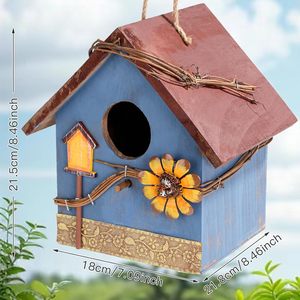 Nhà chim để giải phóng mặt bằng bên ngoài: treo vườn gỗ Nhà chim màu xanh làm tổ hộp cho Bluebird, <span class=keywords><strong>Finch</strong></span>, nuốt, wren - Product Image 6