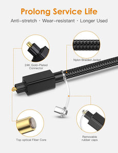 Câble audio <span class=keywords><strong>optique</strong></span> <span class=keywords><strong>Toslink</strong></span> vers <span class=keywords><strong>Toslink</strong></span>, câbles à fibre <span class=keywords><strong>optique</strong></span> numériques plaqué<span class=keywords><strong>s</strong></span> or 24 carats <span class=keywords><strong>S</strong></span>/<span class=keywords><strong>PDIF</strong></span> - Product Image 5
