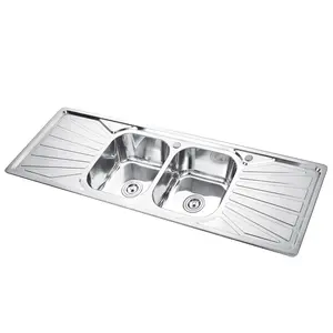 CLASIKAL 304不锈钢扩展水槽，矩形双碗嵌入式厨房水槽