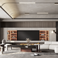 Meuble TV moderne LED en métal blanc pour hall d'hôtel, teck, expresso, frêne, bois naturel côtier