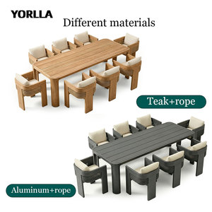Set da pranzo in Teak all'aperto di lusso per cortile ospedale Hotel scuola Villa spiaggia cuscino impermeabile per uso esterno generale - Product Image 3