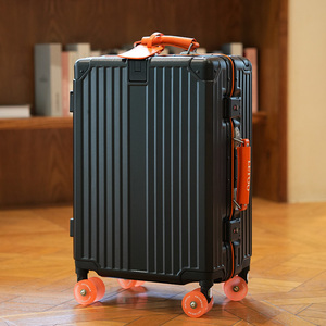 Leavesking Wide Trolley Koffer <span class=keywords><strong>Maleta</strong></span> de diseño de bloqueo de color con portavasos y rueda de patinaje Equipaje de cabina naranja 26 PULGADAS - Product Image 1