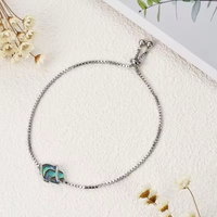 Bracelet en argent sterling 925 en gros avec breloque en coquille d'ormeau naturelle, fabricant de bijoux personnalisés