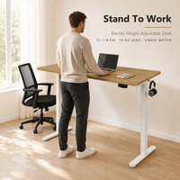 Bureau assis-debout électrique ergonomique à cadre blanc, réglable en hauteur avec un seul moteur, pour la maison, le bureau ou la salle d'étude