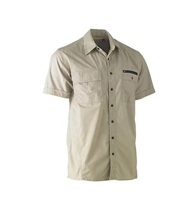 Uniforme Desgaste do Trabalho por atacado Com Melhor Qualidade Camisa Uniforme dos Funcionários do Modelo Padrão Duas Peças Colar Bege Camisa de Trabalho