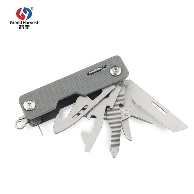 GHK GHK4P-1 Outdoor 10-in-1 Folding Multi-Function Pocket Knife with SIM Card Tool Stainless Steel Handle Steel Blade DIY OEM