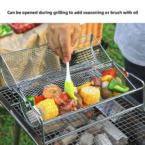Cesta de Asado Giratoria Portátil Más Vendida con Asa Desmontable, Revestimiento Antiadherente, Parrilla Multifuncional para Exteriores - Product Image 3
