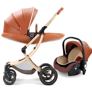 Manufacturers High Landscape Baby Stroller Supplier Wholesale 3 in 1 Baby Trolly Pram With Folding Frame Eggshell Seat