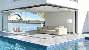 Portes coulissantes accordéon en verre trempé isolant pour patio moderne haut de gamme, portes pliantes sans cadre en aluminium sur mesure pour salon - Product Image 5