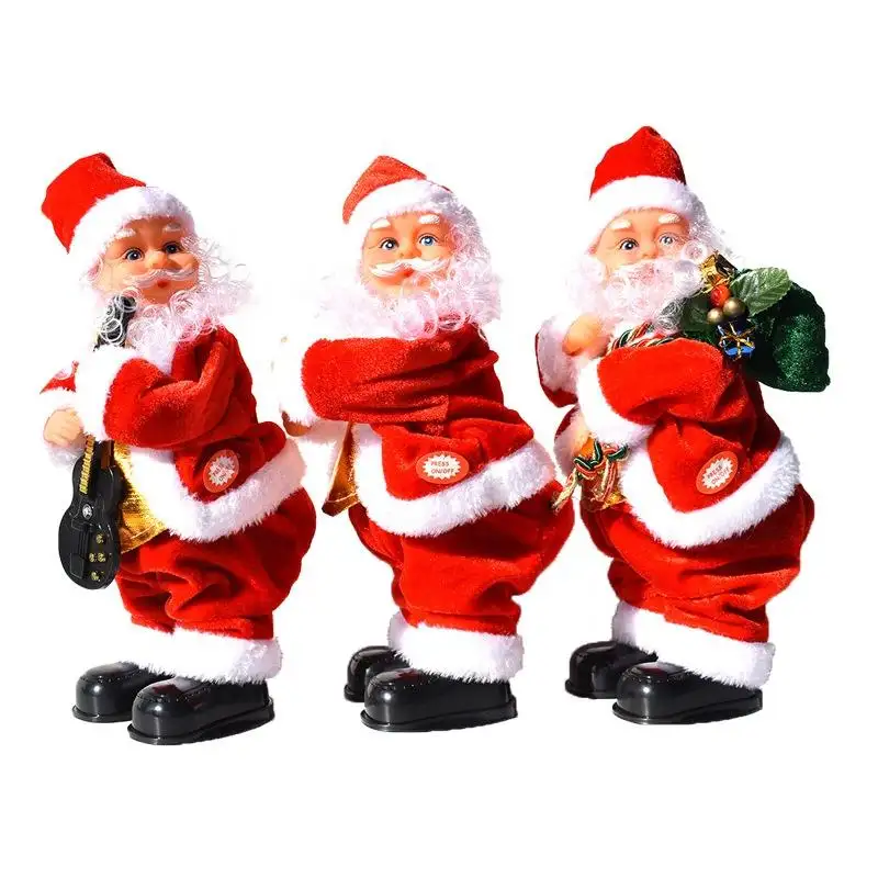 Natal Elétrico Agitando Quadril Papai Noel Boneca Brinquedos Casa Enfeites Decorações Do Partido Crianças De Pelúcia De Pelúcia Brinquedos Presentes De Natal