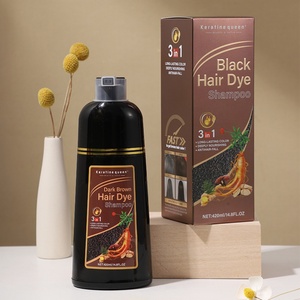 Tinte Permanente para el Cabello con Ginseng, 500 ml, a Base de Hierbas Naturales, de Uso Profesional, Bajo en Amoníaco, Color Negro - Product Image 1