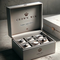 Boîte à bague Crown Win haut de gamme en carton, mini boîte de voyage pour collier, emballage de bijoux, présentoir écologique, boîte cadeau rigide avec pelliculage mat