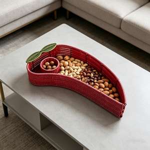 ตะกร้าอีสเตอร์สีชมพู ตะกร้าหวายสานมืออเนกประสงค์ ถาดเสิร์ฟผลไม้และขนม สำหรับตกแต่งบ้านและห้องนั่งเล่น - Product Image 3