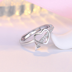 Go Party stili coreani anello di nozze con diamanti una freccia attraverso il cuore che apre anelli di barretta di cristallo le donne promettono fidanzamento - Product Image 4