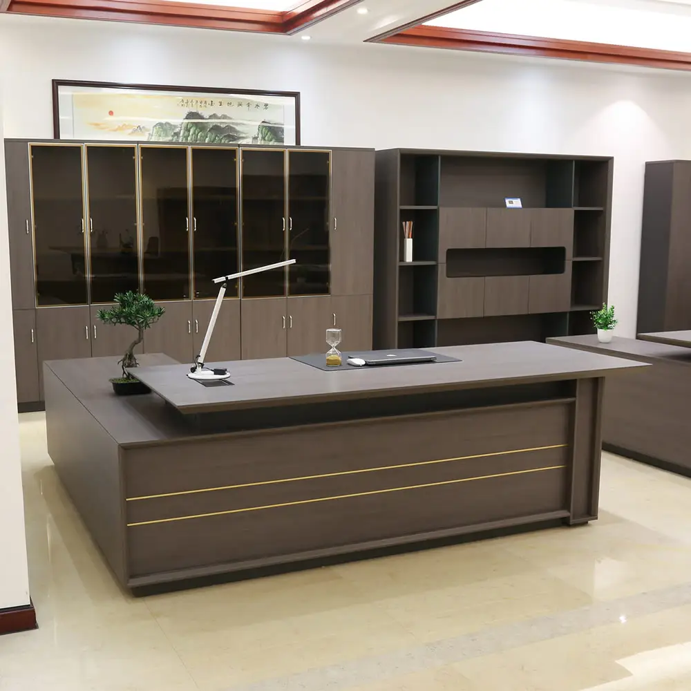 10 Jahre Factory Boss Schreibtisch L-Form Massivholz geformte Studio Office Classic Top
