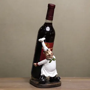 يتوهم الشيف تصميم حامل زجاجات النبيذ الزخرفية لسطح المكتب الراتنج رف زجاجة النبيذ بالجملة