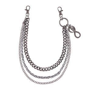 Cadena de cintura estilo punk Yueli 3D con cabeza de serpiente, vintage, desgastada, de tres capas, accesorio con colgante negro tipo pistola, multicapa - Product Image 5