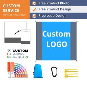 Tapis de camping pliable portable d'extérieur, imperméable, avec logo personnalisé, durable, résistant au sable, couverture de plage - Product Image 4