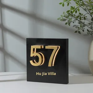 Custom LED <strong>Panel</strong> Brushed Silver Stainless Steel Apartment 3D Backlit Square Hotel Door Sign with Room <strong>Number</strong> 57 - Product Image 4