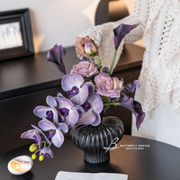 QiYing Victory Designer-stijl Phalaenopsis Orchideeën Bloemstuk Set Zijden Kunstbloemen Levensechte Kunstbloemen Gepatroneerd Embossing