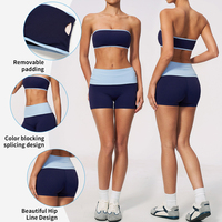 TZ2570-1 Set Yoga Fitness Bra Bandeau Ringan dan Bernapas serta Celana Pendek Pengencang Perut dan Pengangkat Bokong
