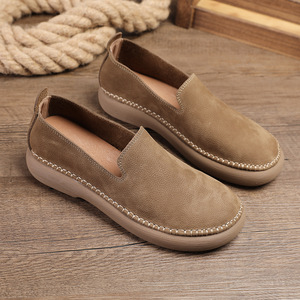 Mocassins en daim pour homme, bout rond, à enfiler, respirants, doublure en cuir véritable, semelle extérieure en caoutchouc, chaussures décontractées toutes saisons - Product Image 3
