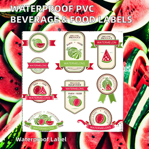 Etiquetas de PVC de alta calidad para bebidas, pegatinas de vinilo impermeables autoadhesivas para aperitivos, piruletas, comida para mascotas, ensaladas, <span class=keywords><strong>hamburguesas</strong></span>, vino UV - Product Image 4