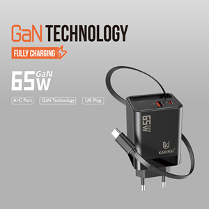 Sạc EU GaN 65W PD Sạc Nhanh USB-A+C Cho/Đồng Hồ/Máy Tính Bảng/Laptop 20V MAX Di Động Cáp Có Thể Thu Vào KAXINSI KC-341 - Product Image 2