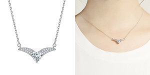 Collar de Moda con Colgante de Corazón Hueco de Plata de Ley 925 con Baño de Rodio y Circonita Cúbica, Elegante para Bodas - Product Image 3