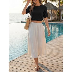 Custom Womens Cropped Knit Sweater <b>Short</b> <b>Sleeve</b> Crewneck Solid Loose Lightweight <b>Crop</b> <b>Top</b> - Product Image 4
