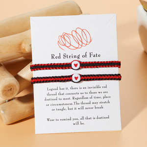 2 cái/bộ trái tim thư tình yêu may mắn chuỗi Màu Đỏ Vòng đeo tay chuỗi màu đỏ của Số Phận tình yêu đôi tay BFF Vòng đeo tay Quà Tặng - Product Image 2