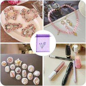 Sac cadeau en organza violet avec cordon de serrage, logo personnalisé, imprimé de fleurs de <span class=keywords><strong>lavande</strong></span>, usage promotionnel - Product Image 6