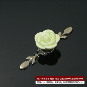 Kenop Keramik Mawar Vintage, Gagang Kabinet Daun Perunggu Retro, Kenop Dekoratif untuk Lemari, Lemari Pakaian, Lemari Dapur - Product Image 4