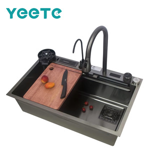 Fregadero de Cocina Moderno de Acero Inoxidable 304 de Configuración Completa YEETE, Fregadero Rectangular Grande Integrado con un Solo Tazón para Lavar Platos - Product Image 1