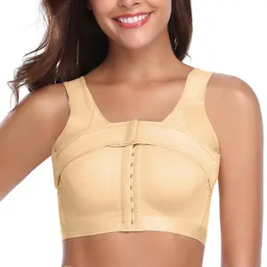 Women Front Closure Bra Post-Surgery Shaper Underwear Compression Posture Corrector Crop Top with Breast Support Band
