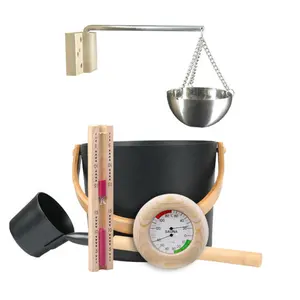 Sauna Emmer Accessoires 5l Aluminium Emmer Met Bamboe Handvat Nieuwe Sauna Emmer