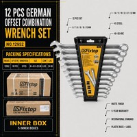 Jeu de clés à double extrémité GSFixtop, 12 pièces, métriques 6-32 mm, acier allié, qualité industrielle, OEM pour la réparation automobile