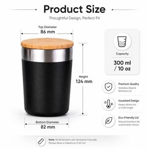 Custom Logo <b>Bamboo</b> Lid Stainless Steel Tumbler Double Wall Vacuum Insulated Powder Coating Coffee <b>Mug</b> Promotional Travel Cup - Product Image 4