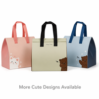Sac isotherme réutilisable en non-tissé, personnalisé, motif ours de dessin animé, écologique, pour café, boulangerie, livraison de nourriture, sac cadeau