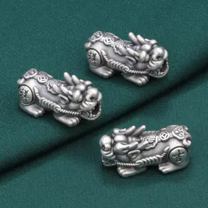 Fabrieksprijs Vintage 3d S999 Zilver Groot Gat Fengshui Pixiu Spacers Voor Diy Vrouwen Mannen Armband